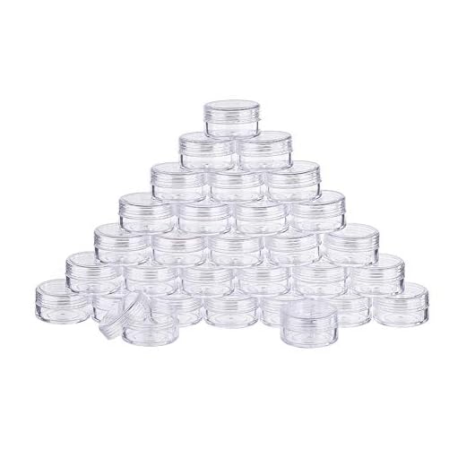 BENECREAT 30 Pack (15ml) Recipiente Vacío de Almacenamiento Bote de Plástico Transparente con Tapas de Rosca para Cuentas,Brillo,Maquillaje,Cosmeticos y Crema