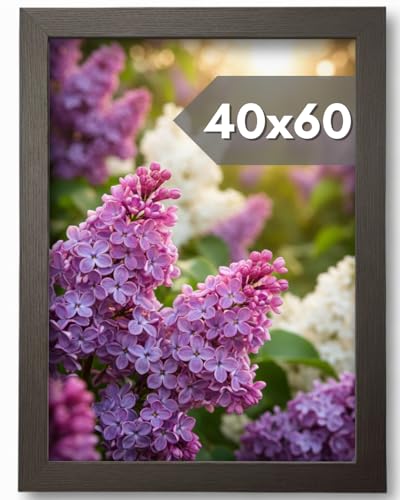 NOOGUI - Cadre 40x60 - Bois Noir - Avec Plexiglas Antireflet - Pour Photos, Diplômes, Posters ou Décoration Murale - Position Verticale ou Horizontale -...