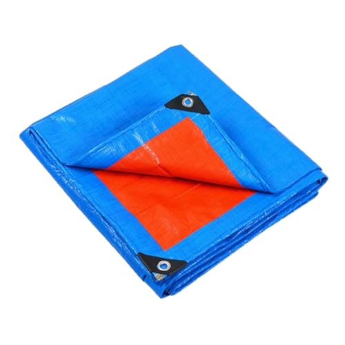 Lona impermeable azul con ojales, 2 x 4 m, cubierta de poliéster multiusos de 140 g/m², ideal para uso en exteriores, camping y protección