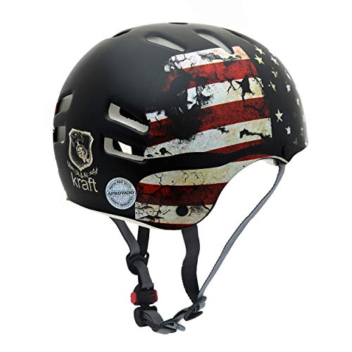 Capacete Kraft Bandeira USA Skate / Patinete / Scooter Elétrica