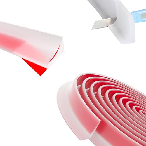 FINELYCR Goma para Mampara de Ducha, 1 M Barrera de Agua para Ducha, PE Copete Encimera Cocina, Autoadhesivo Embellecedor Encimera Cocina, para Baño y Cocina
