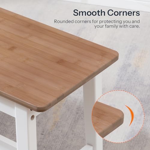 Image of HOOBRO 39.3'' Bamboo Dining Bench, Farmhouse Kitchen Table Bench, Kitchen & Living Room Furniture, Easy to Assemble, Sturdy and Stable, Walnut and White WH03CD01G2