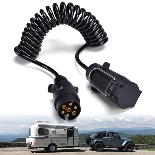 ZOBMIO 3 Meter Anhänger 7-auf-7-polig Verlängerungskabel Spiralkabel Anhängerkabel Adapter Spiralkabel Auto Anhänger Wohnwagen Wohnmobil
