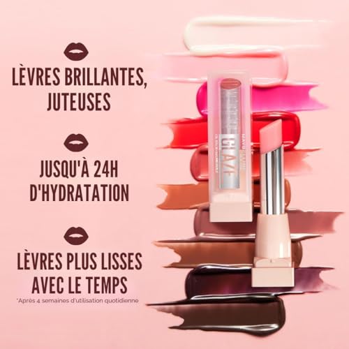 Maybelline New York - Baume Huile Hydratant - Lèvres Lissées et Brillantes - Effet Laqué - Enrichi en Acide Hyaluronique et Extrait de Cerises - Lifter Glaze - Teinte : 008 Acai Glaze