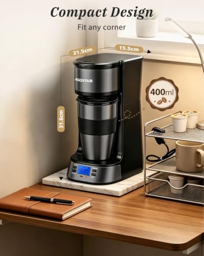 Aigostar Filterkaffeemaschine mit Thermobecher 420ml 24h Timer LCD 700W – Ansicht 9