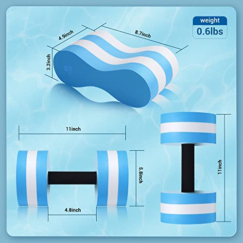 Nice C Water Dumbbells, Aquatic Dumbbells With Pull Buoy Leg Float, Exercise, Foam Dumbbells Water Resistance For Fitness, Pool, Training Aid, Adult, Kids (Blue Cylinder) #TOP2