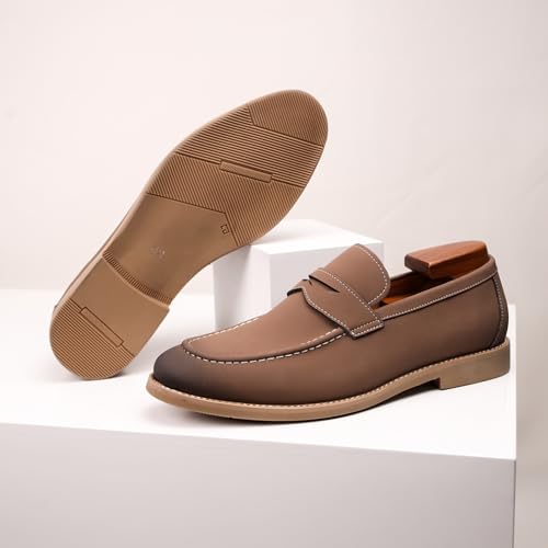 Men's Dress Penny Loafers, Mens Business Formal Leather Loafer Shoes, Moc Toe Casual Stylish Slip on Wedding Shoe for Men2