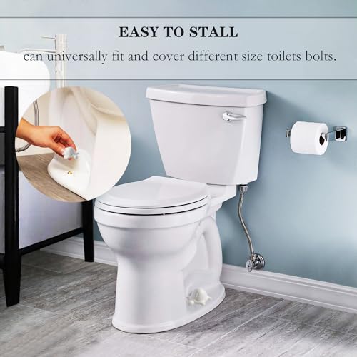 Image of ZUNON Toilet Bolt Caps, Decorative Toilet Bolt Covers, Ceramic Cute Frog Covers Toilet Bolts Bathroom Decor Easy Installation Set of 2 (White Turtle 2pcs)