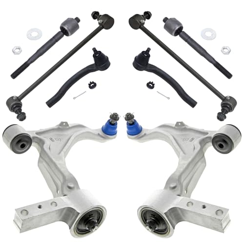 Image of Detroit Axle - 8pc Front End Control Arms Kit for Acura 2007-2013 MDX 2 Lower Control Arms with Ball Joints Assembly 2 Sway Bar Links 4 Inner Outer Tie Rod Ends Replacement