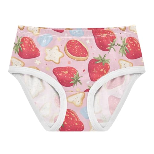 Wusikd Strawberries Stars Girls' Underwear Cotton Cookies Girls Briefs Soft Toddler Underwear 2T
