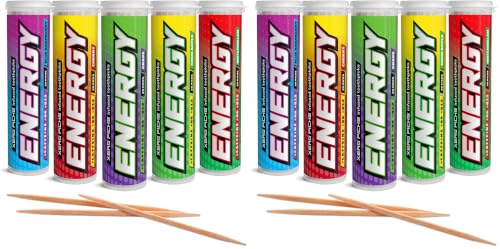 Image of Xero Picks Energy Caffeine Flavored Toothpicks B12 for Focus & B6, 60 Picks (Pack of 10) (Variety Pack) Sugar-Free Alternative to Energy Mints & Gum - Kosher