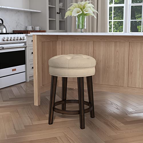 Hillsdale Krauss Backless Swivel Counter Stool, Charcoal Gray Finish With Linen Stone Fabric #TOP1