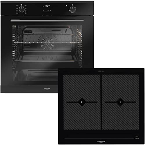 Oranier Backofenset autark Flächeninduktionskochfeld 60 cm FLI 2064 be cook mit schwarzem Pyrolyse Einbaubackofen EBP…