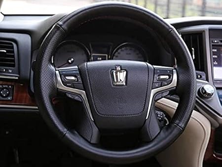 Amazon ハンドルカバー Crown クラウン 対応 210系 211系 本革 ステアリングカバー 編み上げ 縫い付け 通気 防滑 手触りよし 握りやすい カーアクセサリー 1p ブラックステッチ Hg012 ハンドルカバー 車 バイク