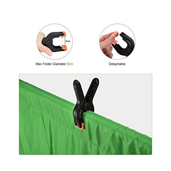 UTEBIT Foto Hintergründe Grün, 2x3m/6.6x9.8ft Fotoleinwand Tuch Background Polyester Faltbare für Fotografie, Modefotografie, Videoaufnahme und Fernsehen (Klemmzwingen Nicht enthalten) – Bild 4
