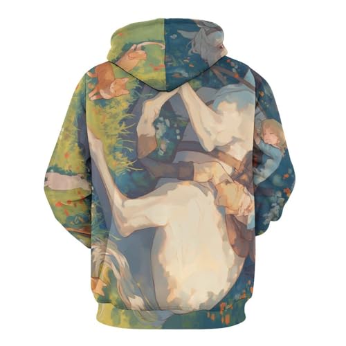 Sweatshirt pullover fille chat cheval blanc sweat à capuche manches longues S