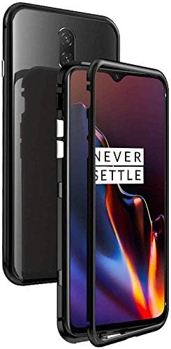 AINE MOBITECH Magnetic Metal Frame Slim Fit Protective Shockproof Bumper Case for OnePlus 6T (Black)