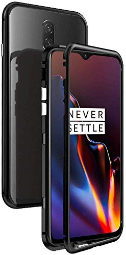AINE MOBITECH Magnetic Metal Frame Slim Fit Protective Shockproof Bumper Case for OnePlus 6T (Black)