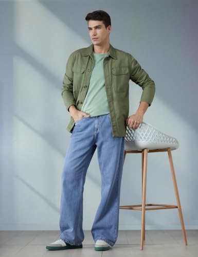Image of The Indian Garage Co Men Bootcut Loose Fit Solid Mid-Rise Jeans