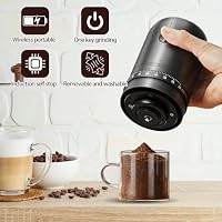 RANJIMA Tragbare Elektrische Kaffeemühle mit Keramik-Mahlwerk, 40 Mahlgradeinstellungen, USB-C Aufladbar 1800mAh Akku, Wiederaufladbare Espressomühle für Camping Reise Büro Küche Schwarz – Ansicht 4
