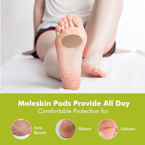 Image of Moleskin for Blisters, Moleskin Adhesive Pads, Moleskin Padding for Feet, Shoes, Toes, Heel | Blister Prevention Tape Patch - 10 Sheets (20 Pieces Total)