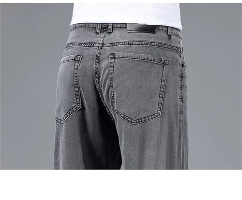 Mnjyihy Men's Summer Thin Jeans Loose Straight Stretch Business Large Size Denim Pants3