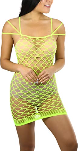 Image of ToBeInStyle Women's Stretch See Through Fishnet Novelty Mini Rave Party Dress