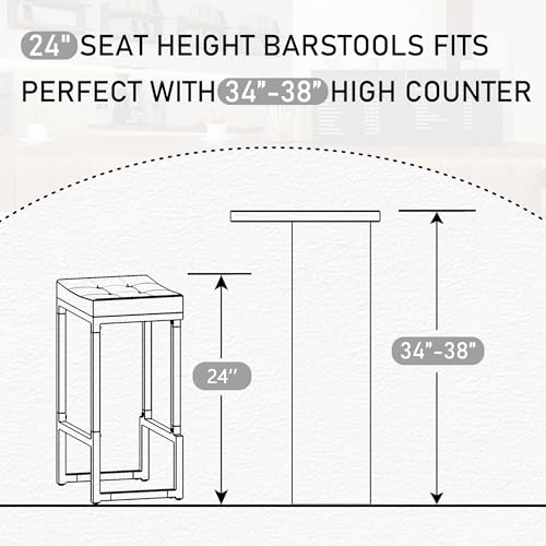 Bar-Stools-Set-of-4-24-Counter-Height-Bar-Stools-Faux-Leather-Barstools-for-Kitchen-Island-Backless-Saddle-Stools-with-Metal-Legs-Grey-4PCS-24-Counter-Stools Bar Stools Set of 4 24 Counter Height Bar Stools Faux Leather Barstools for Kitchen Island Backless Saddle Stools with Metal Legs Grey 4PCS 24 Counter Stools