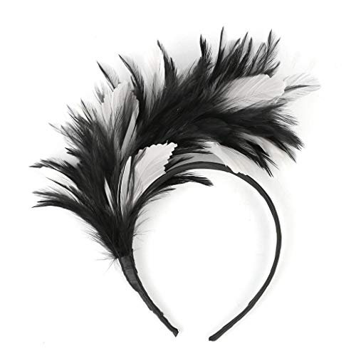 HAITANGUO 1920s Stirnband Feder Kopfschmuck Damen Great Gatsby Haarband Blatt Blinkende Kristalle Kostüm Accessoires Flapper Haarband 20er Jahre Vintage Stirnbänder Haarschmuck für Frauen Cover