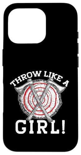 THROW LIKE A GIRL! 斧投げ女ミーム スマホケース iPhone 16 Pro 用