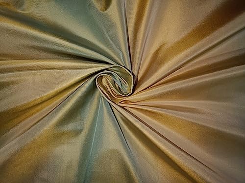 Taffetas 100 % soie bleu ciel or | Tissu au mètre 137,2 cm TAFS88