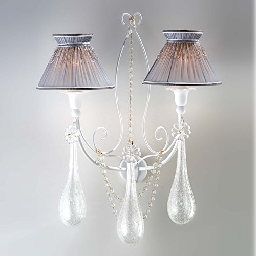 Il Paralume Marina Murano Glass Crystal Wall Light Lea in White Handmade in Italy Wall Lamp Classic Lamp
