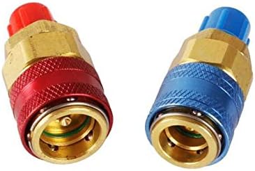 1 Pair R134A H/L Auto Car Quick Coupler Connector Brass Adapters Air Conditioning Refrigerant Adjustable AC Manifold W91F