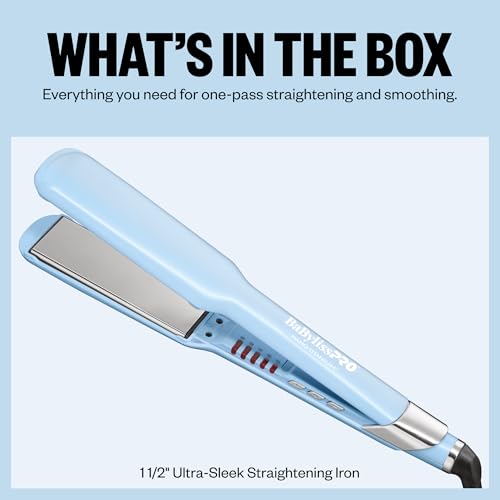 Image of BabylissPRO Nano Titanium Ultra-Sleek Hair Straightener, Flat Iron for All Hair Types