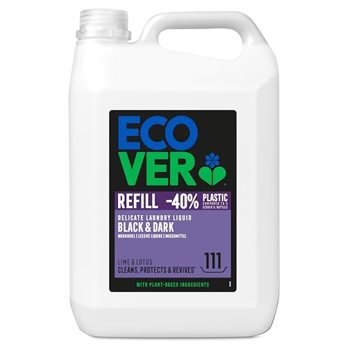 Ecover Vloeibaar Wasmiddel Zwart – 5L (111 wasbeurten) – Voor Donkere Kleding – Limoen & Lotus – Plantaardig & Biologisch Afbreekbaar