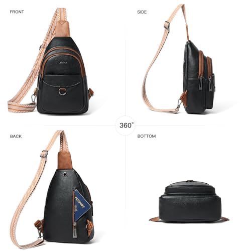 Image of LATMAP 7L Sling Bag for Women Men Crossbody Belt Bag Small Travel Sling Backpack Anti Theft Chest Daypack Purse Faux Leather