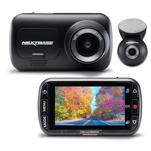 Nextbase 222XR Dash Cam Front and Rear Full 1080p/30fps HD Recording in Car DVR Cam 140° 6 lane Wide Viewing– Intelligent Parking Mode- Polarising Filter Compatible- G-Sensor Motion Detection