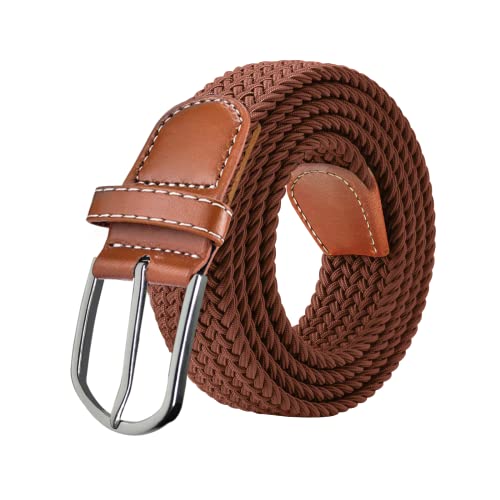 SWAUSWAUK Cinturón Elástico para Hombres y Mujeres - Cinturón Elástico Cómodo Trenzado Unisex para Jeans Pantalones Cortos Pantalones Casuales de Negocios (Marrón) Cover