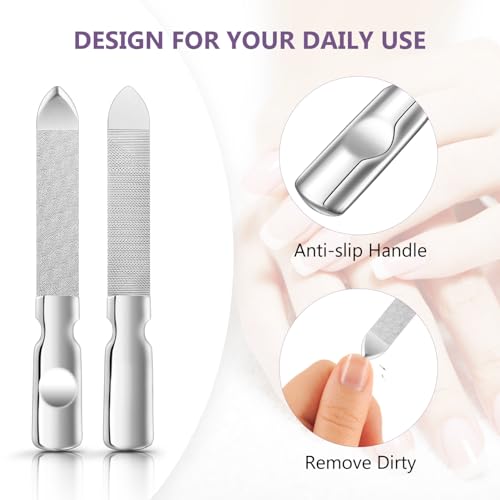 Baluue Lima De Unhas De Metal De 2 Peças Limas De Unhas De Aço Inoxidável Para Manicure Limas De Unh