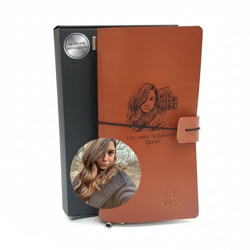 CoriuMax Libreta Personalizada Cuero Vacuno Grabado Laser Incluido Diario Hecho a Mano para Viajeros Escritores Estudiantes 90 Hojas Lisas Reemplazables 22x11 cm Regalo Boda Graduacion San Valentin
