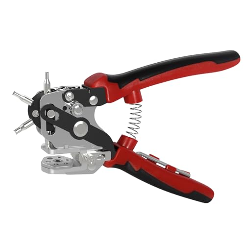 GLOSKIN Agujeros Cinturon, Sacabocados Para Cuero, Hacer Agujeros Cinturon,Con Alicates de Punzonos de Disco Rotativos Equilibrados, Para Correas de Reloj, Hechas a Mano de Bricolaje