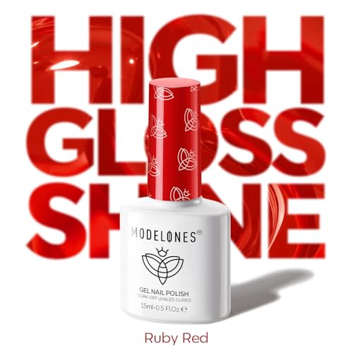 Image of modelones Ruby Red Gel Nail Polish 15ML, Hema Free Summer Soak-Off UV Gel Polish - 28+Days Long-Lasting Nail Art DIY Manicure Kit Home Salon Women Gifts