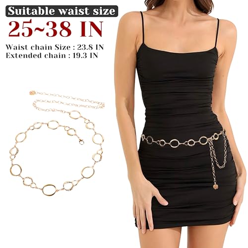 LOTOFUN Gold Chain Belt for Dresses: Metal Bohemia Style Waist Chains Belts for Women Ladies Dress3