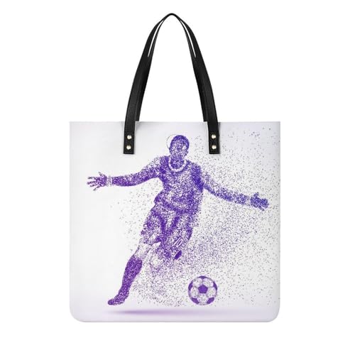 Tote bag violet femmes grand format 39x39 cm pour voyage sac à main de plage imprimé football