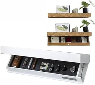 Generisch An der Wand montiertes, verstecktes Waffentresorregal mit Geheimfach – kompakte Aufbewahrung für Waffen, ideal für Wohnzimmer, Büro und Schlafzimmer (weiß)