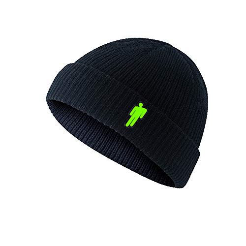 Preisvergleich Produktbild Lanly Strickmütze Dockermütze Billie Eilish Mütze Seemannsmütze Unisex Herren Damen Wintermütze Warmmütze (Schwarz)