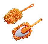 Reinex STAUBWISCHER 30cm Microfaser Bezug Chenille 2-Farben Staubmagnet Staubwedel Wedel Wischer Staubfänger 20 (Orange)
