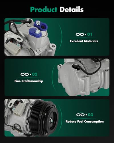 Image of SCITOO AC Compressor fit for Toyota Highlander 3.5L 2008 2009 | Fast Cooling, Ultra Low Noise (≤72 dB)Air Conditioner Compressor with Clutch, Easy Installation, 157323 158323 4711615