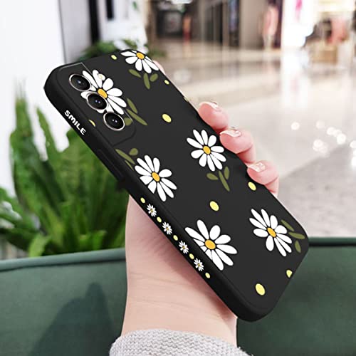 Sunswim For Galaxy S21+ Plus Case Cute Daisy Pattern Full Camera Lens Protection Slim Shockproof Tpu Bumper Liquid Silicone Protective Cover Phone Cases For Samsung Galaxy S21+ Plus 5G 6.7"-Black #TOP1