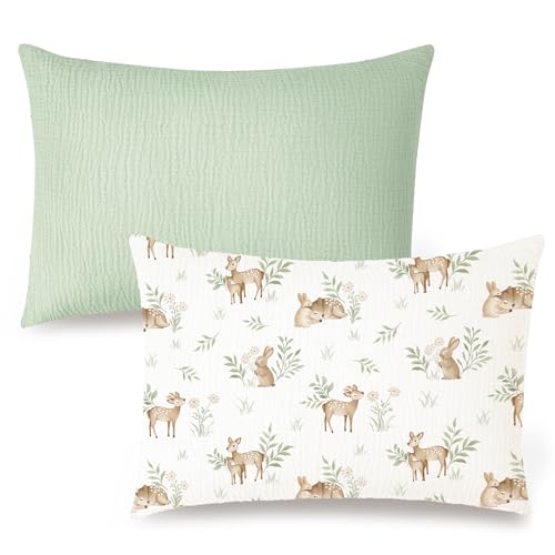 Konssy 2 Pack Muslin Toddler Pillowcases, Soft Baby Pillow Cases, 13"x18" - image 1